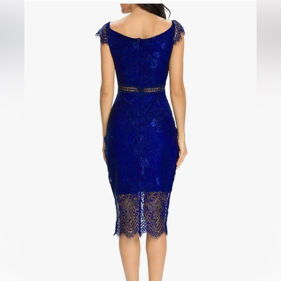 ALLANDWELL Women's Elegant Short Sleeve Floral Lace
Cocktail Dress RoyalBlue new - Picture 2 of 8